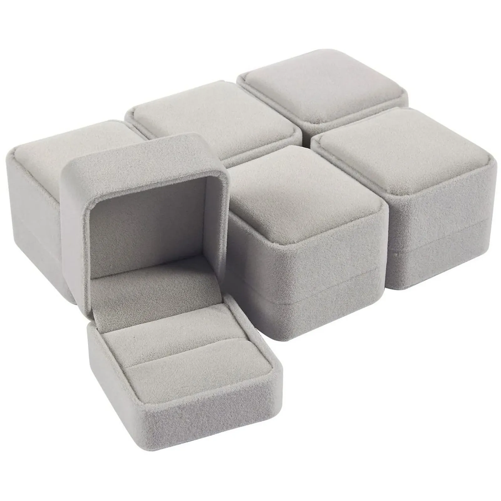 Ring Binder Box - 6PCS Square Velvet Ring Box Rings