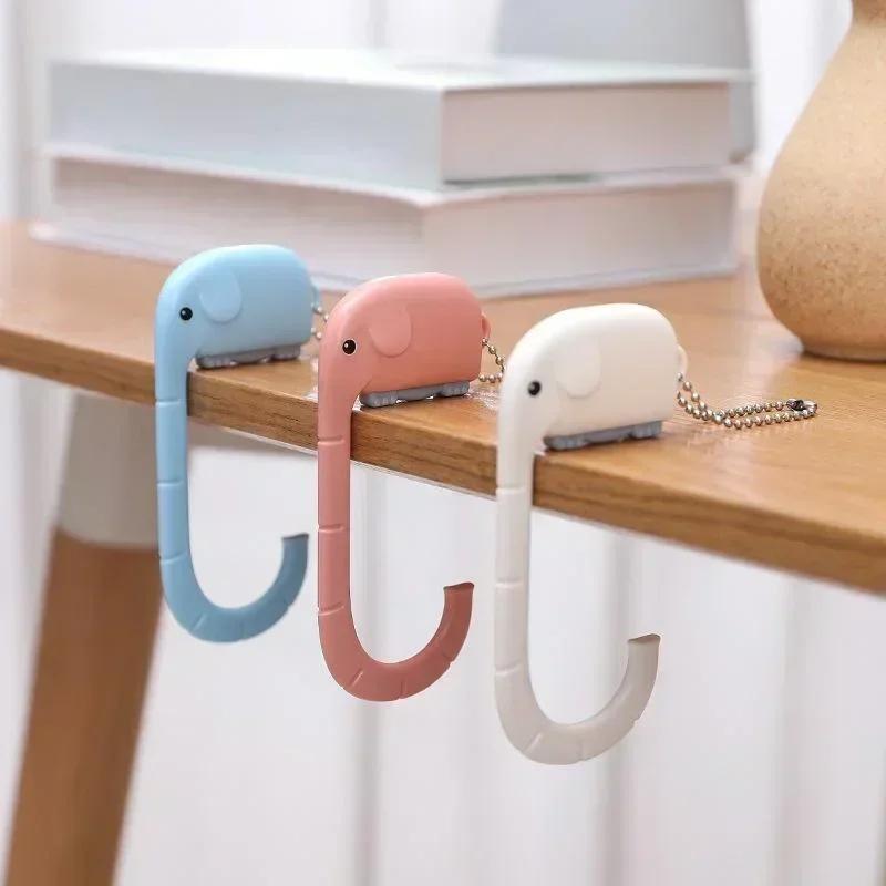 Desk Setup Organizer - Portable Bag Hook Hanger Cute Elephant