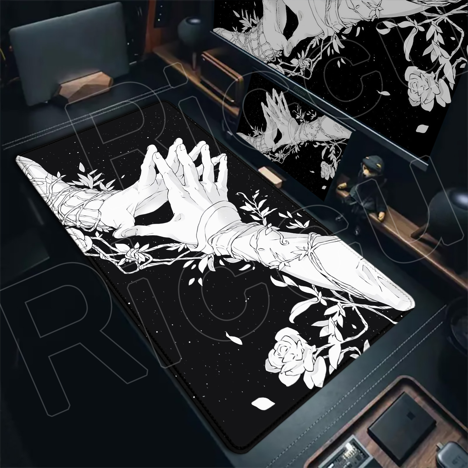 Desk Setup With Laptop - HD Large Black White XXL Gothic