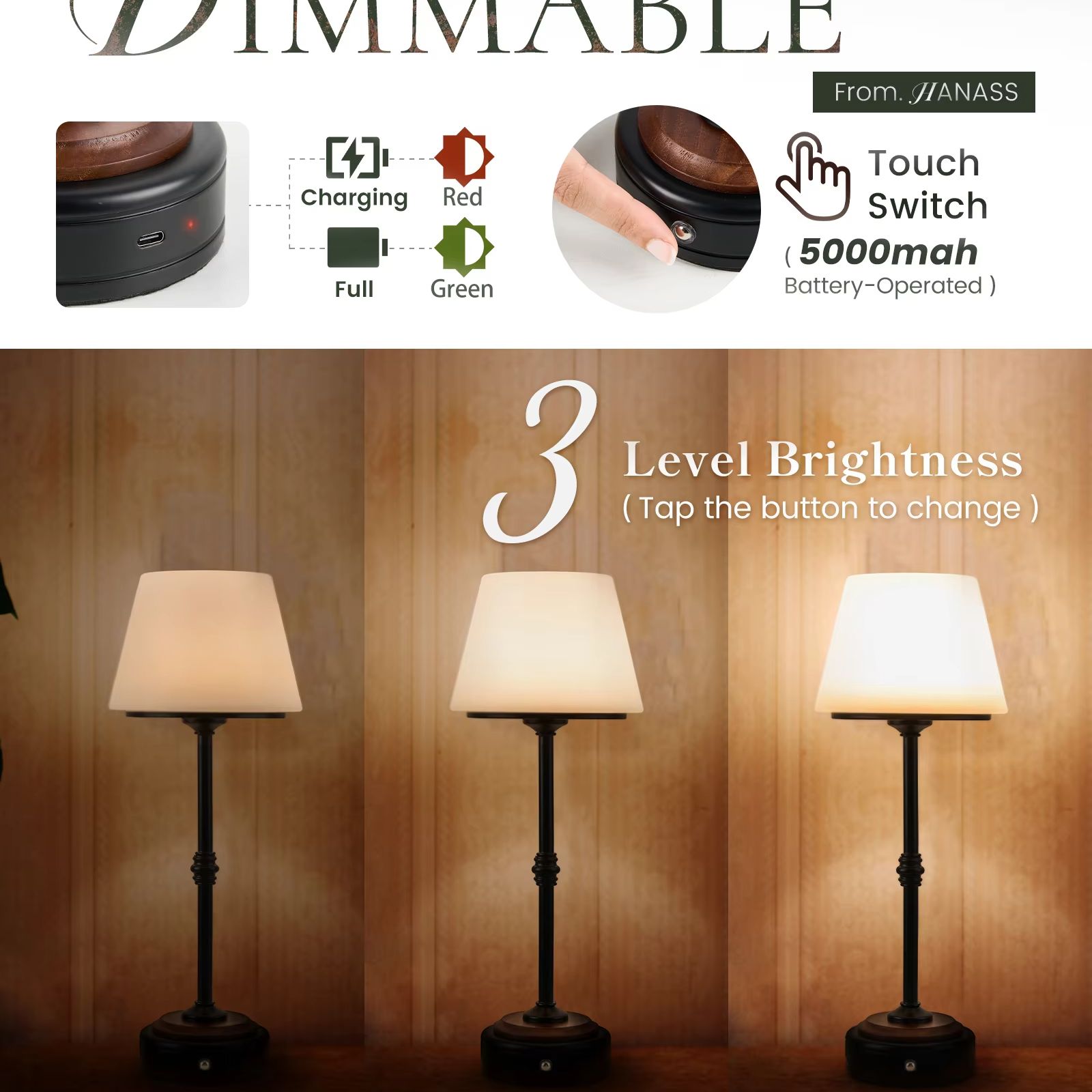 Cordless Table Lamps Set of  5 – обзор и цена Desk Setup Lighting