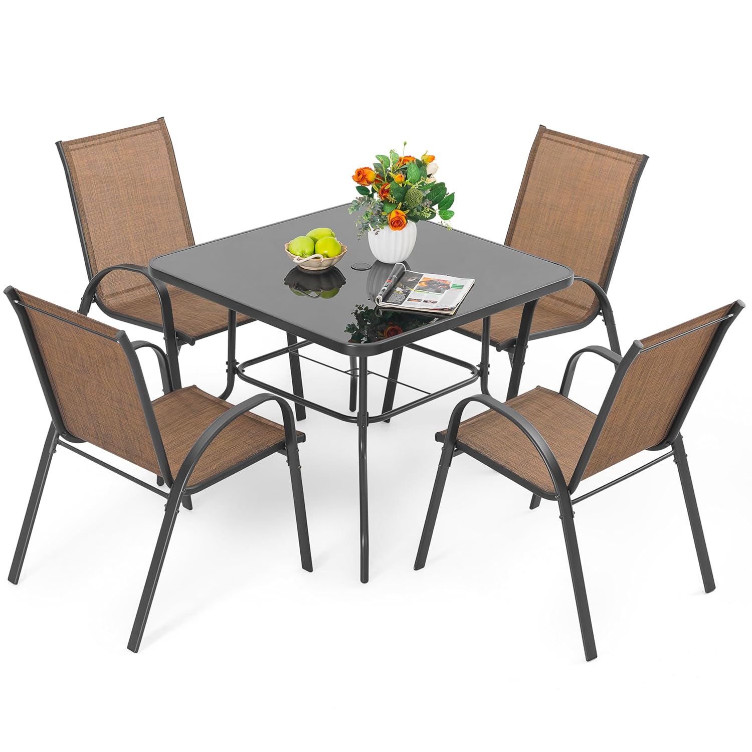 5 Piece Metal Patio Dining Set – обзор и цена Desk Setup Black