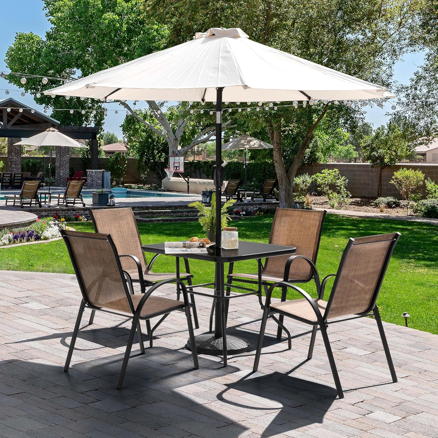 5 Piece Metal Patio Dining Set – обзор и цена Desk Setup Black