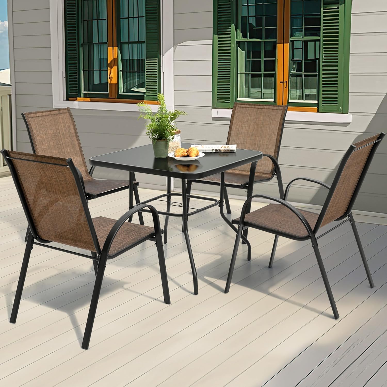 5 Piece Metal Patio Dining Set – обзор и цена Desk Setup Black
