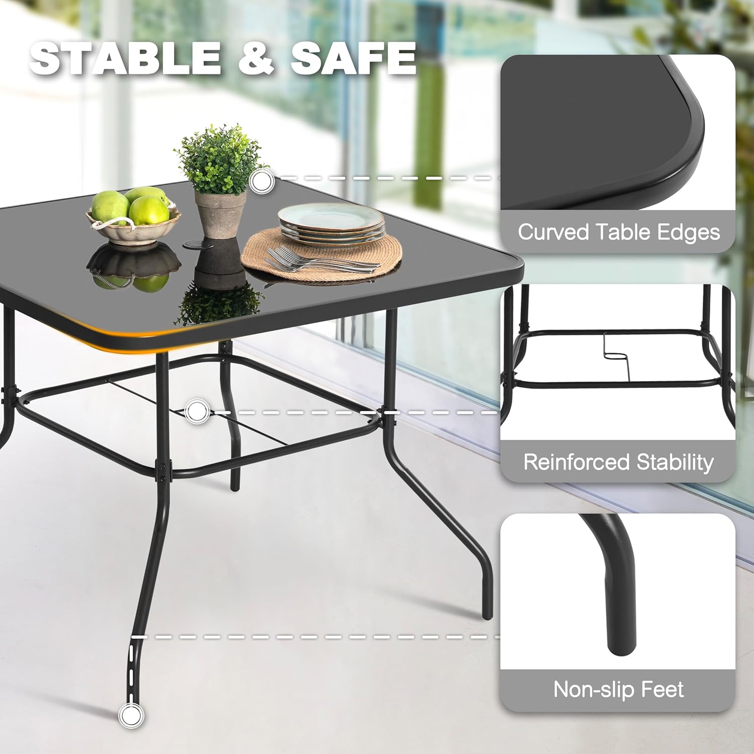 5 Piece Metal Patio Dining Set – обзор и цена Desk Setup Black