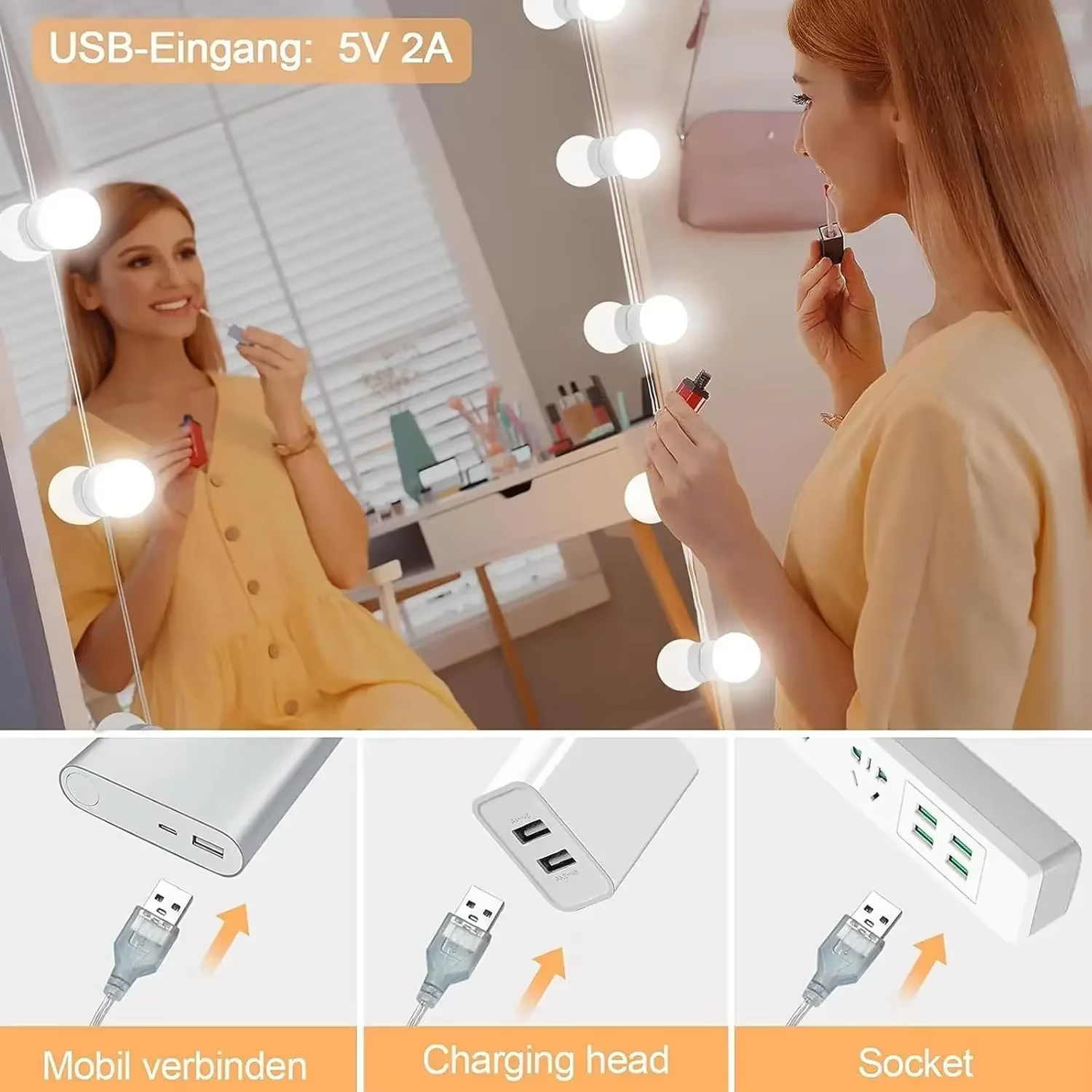 10LED Makeup Mirror Light Bulb – обзор и цена Desk Setup Lighting