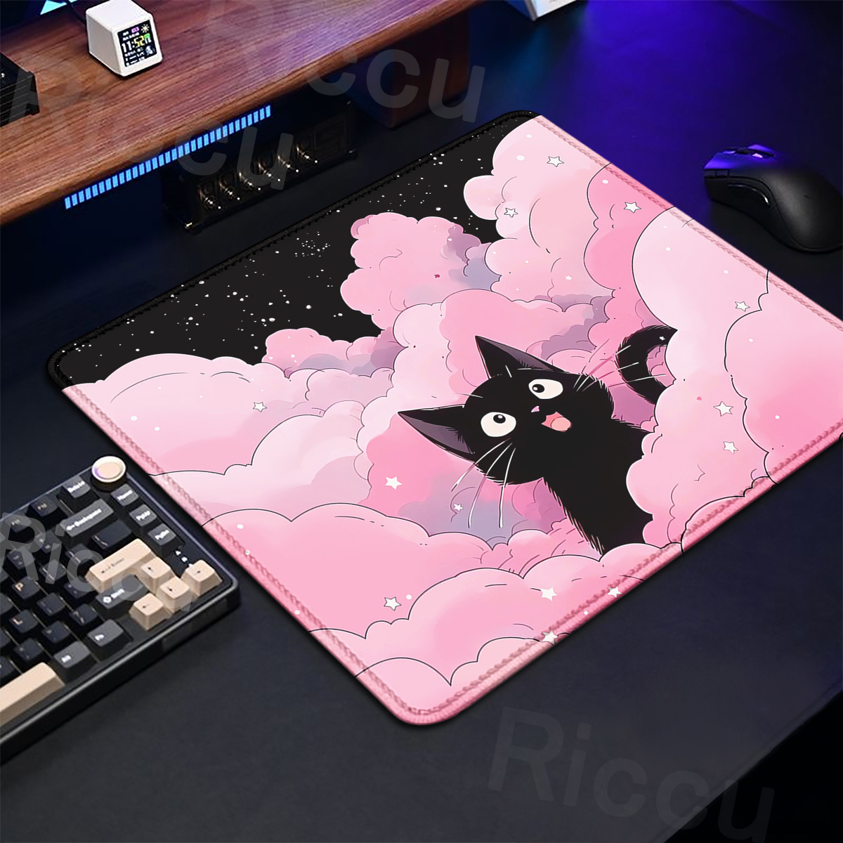 Kawaii Black Cat Mousepad 18x2 – обзор и цена Korean Desk Setup