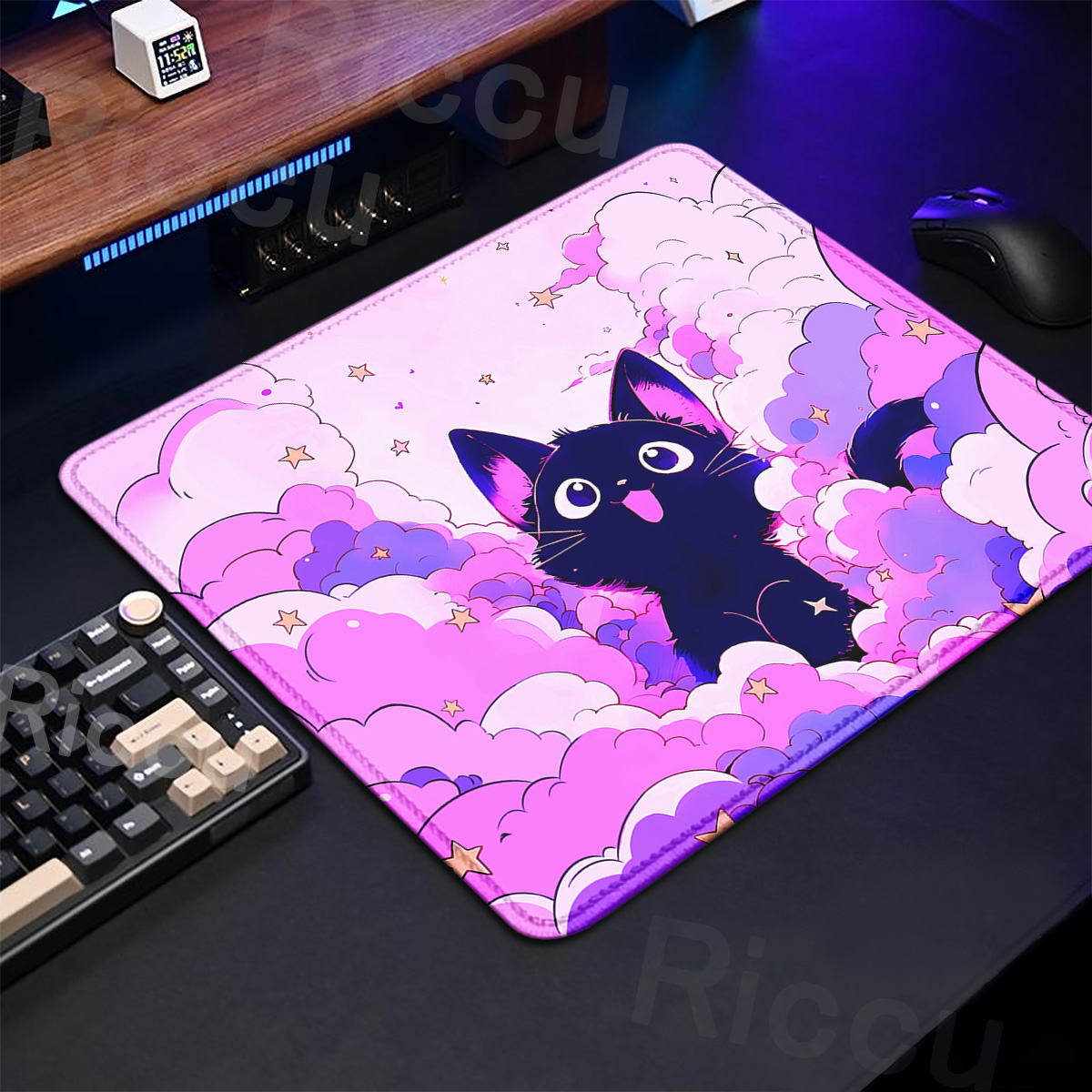 Kawaii Black Cat Mousepad 18x2 – обзор и цена Korean Desk Setup