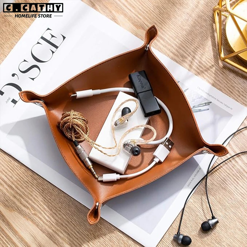 1PC 25X25CM Leather Tray Folda – обзор и цена Desk Setup Organizer