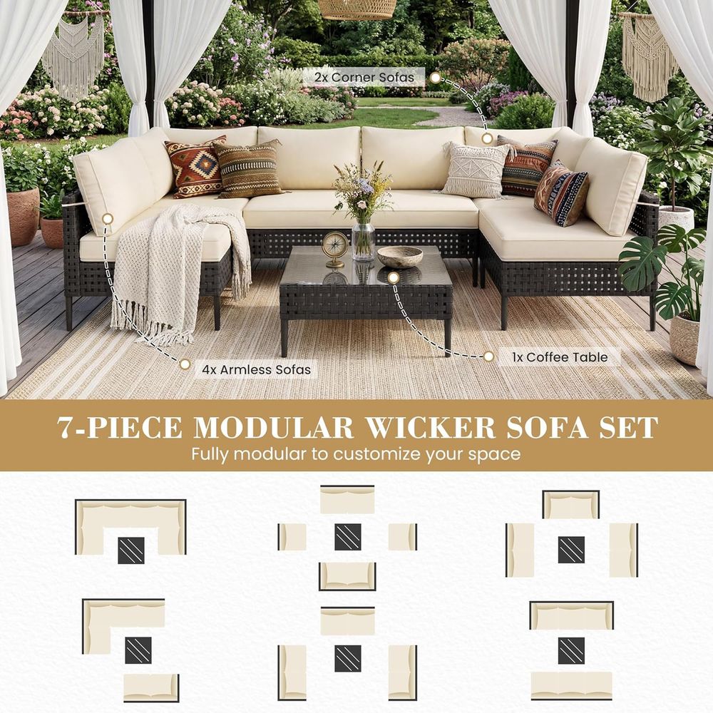7-Piece High-Leg Outdoor Secti – обзор и цена Desk Setup Black