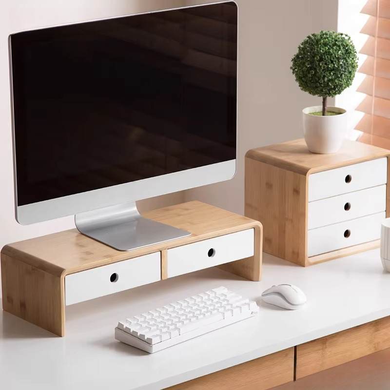 Bamboo Laptop Monitor Riser Ec – обзор и цена Desk Setup With Laptop