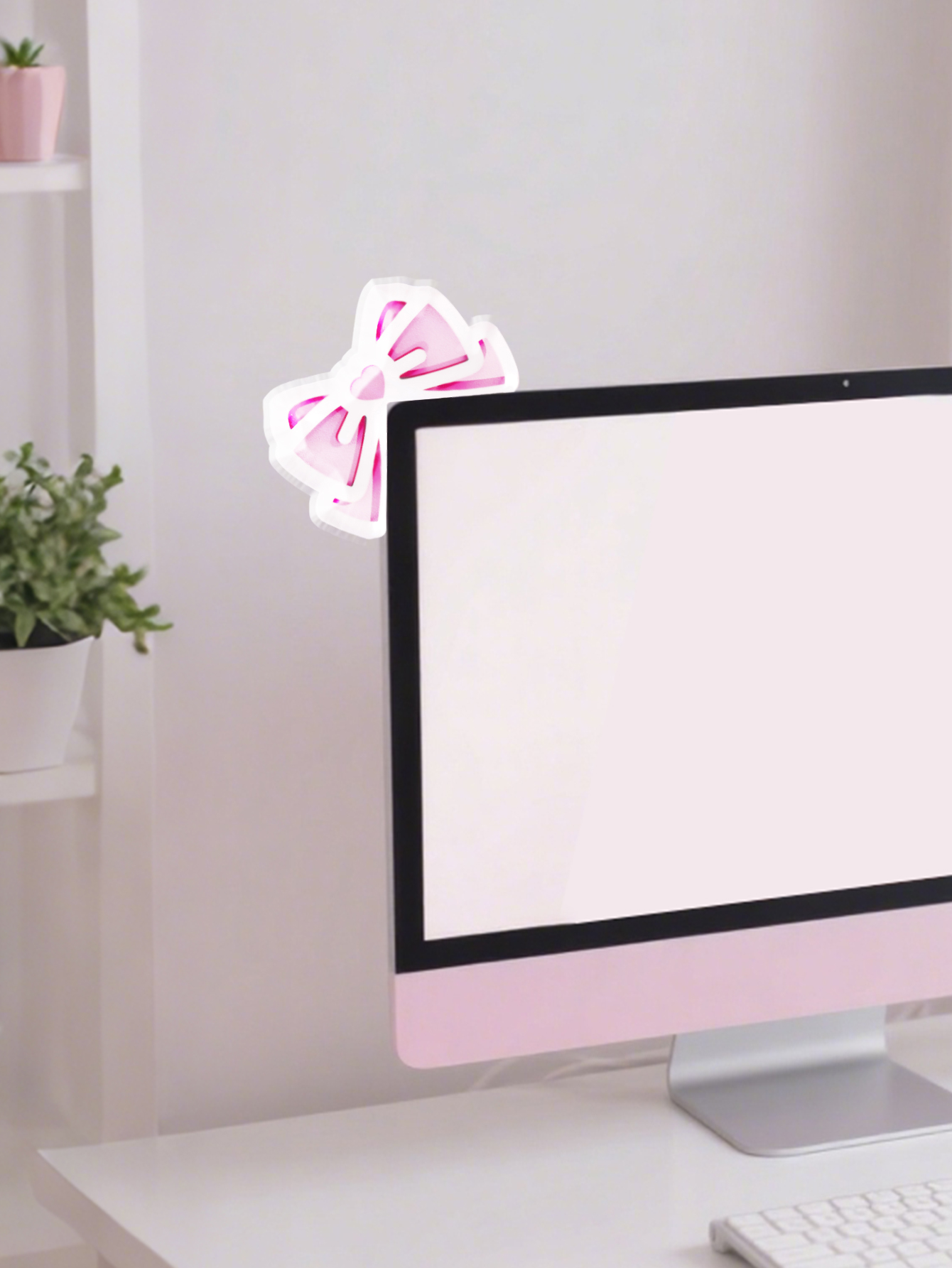 Kawaii Bow Monitor Decor Pink  – обзор и цена Desk Setup Pegboard