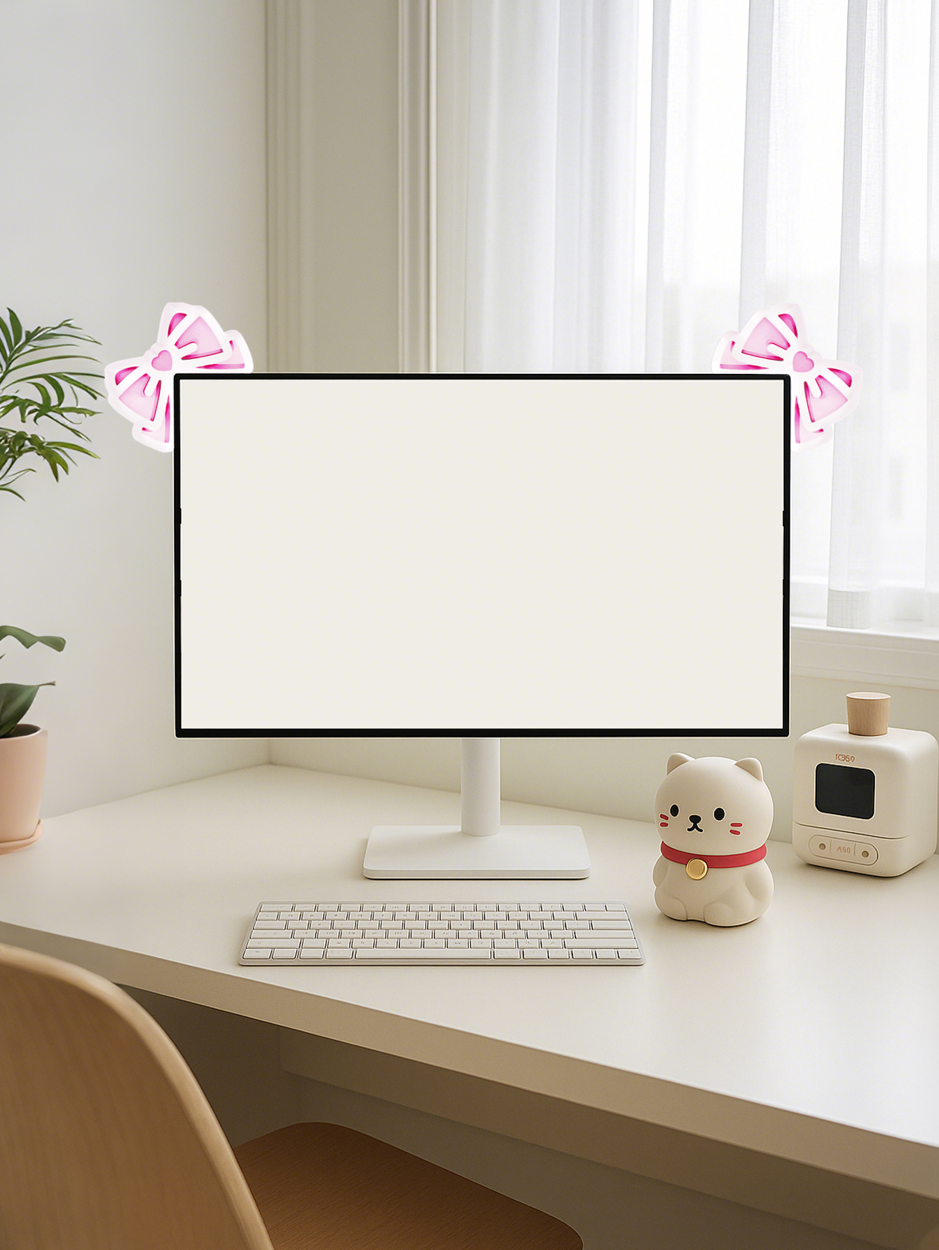 Kawaii Bow Monitor Decor Pink  – обзор и цена Desk Setup Pegboard
