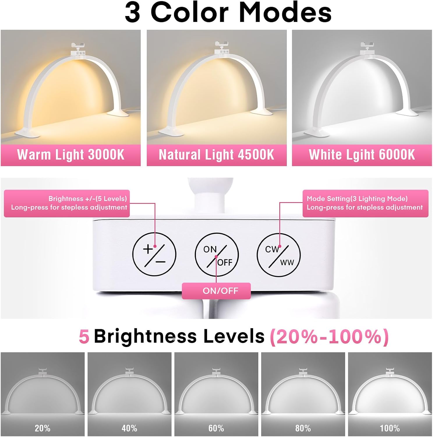 Half Moon Light U-Shaped Nail  – обзор и цена Desk Setup Lighting