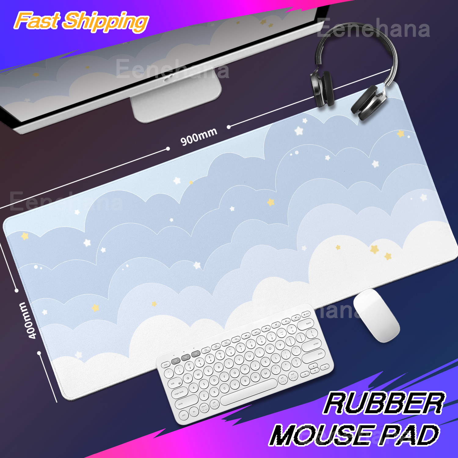 Light Blue Pink Clouds Desk Ma – обзор и цена Korean Desk Setup