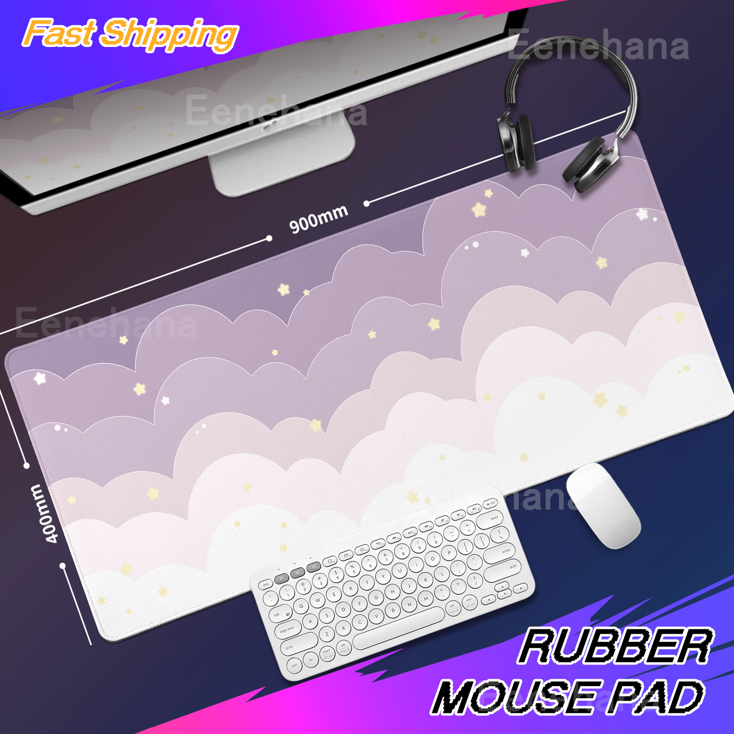 Light Blue Pink Clouds Desk Ma – обзор и цена Korean Desk Setup