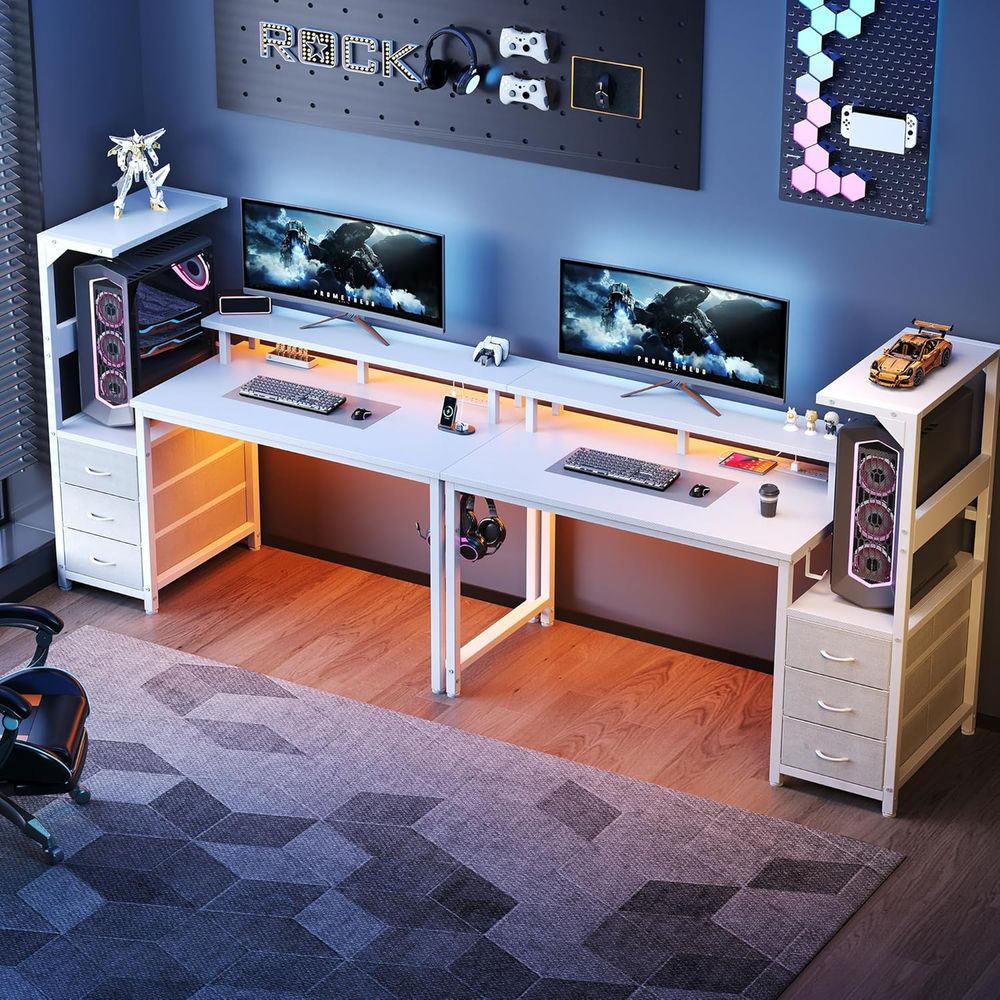 White 52 L-Shaped Gaming Desk  – обзор и цена Desk Setup White